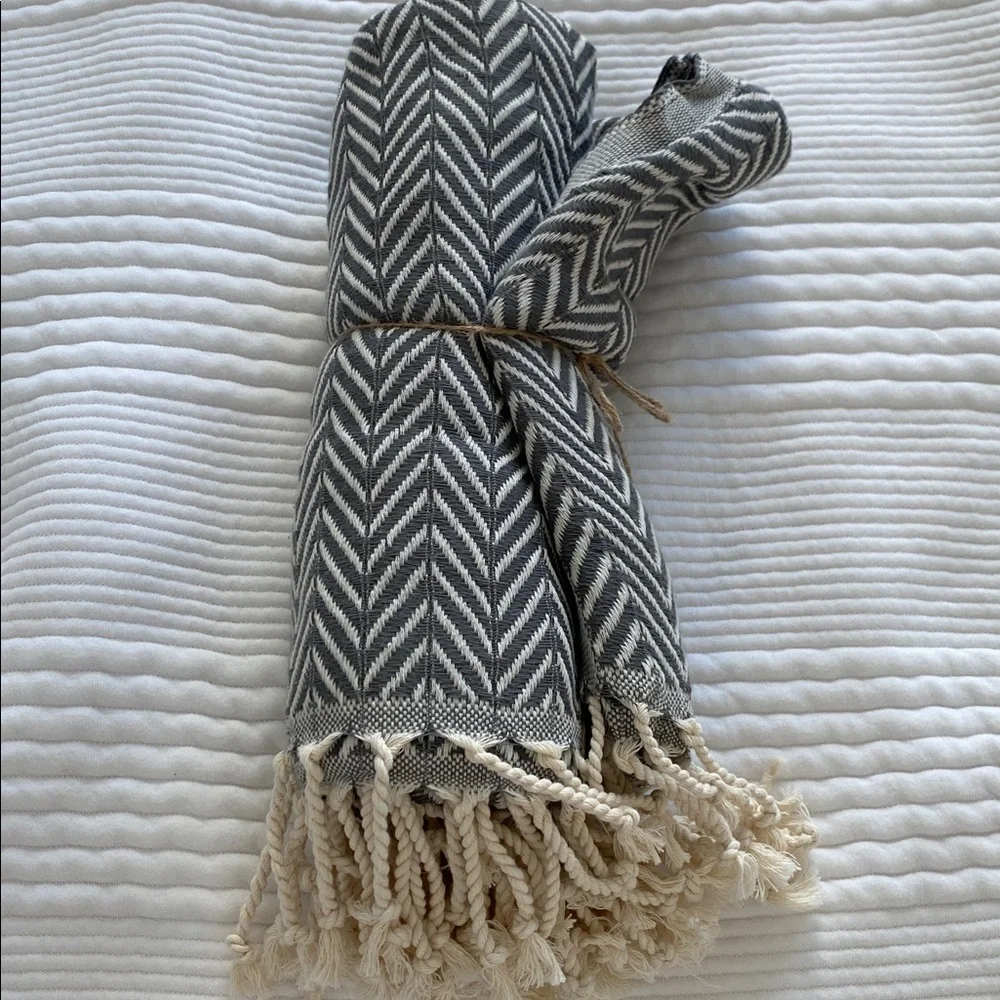 Home Bath Beach Gray Chevron Pattern Towel